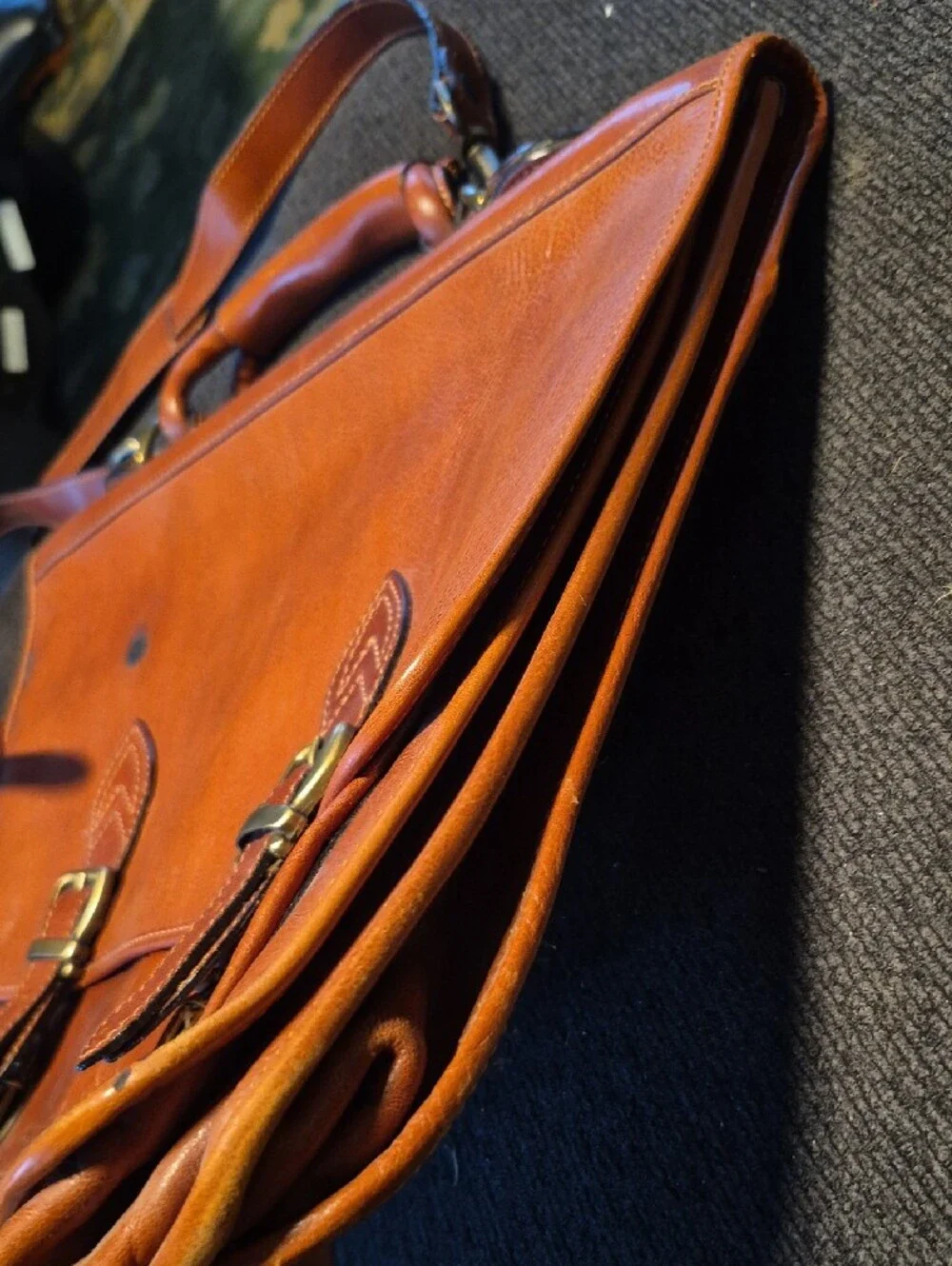 Men's Leather Briefcase Bag in Cognac Brown